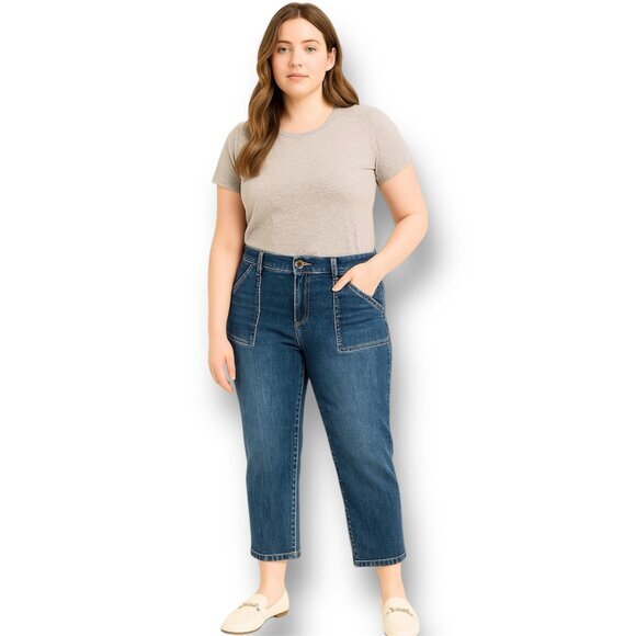 KUT from the Kloth 12 Katy Jeans Blue Cotton Ankle Straight Leg Mid Rise - Picture 1 of 11